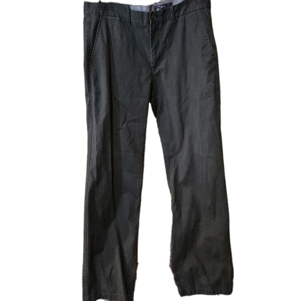 GAP Straight Leg Jeans Mens 36x34 Relaxed Clean Khaki True Black Zip‎ Fly